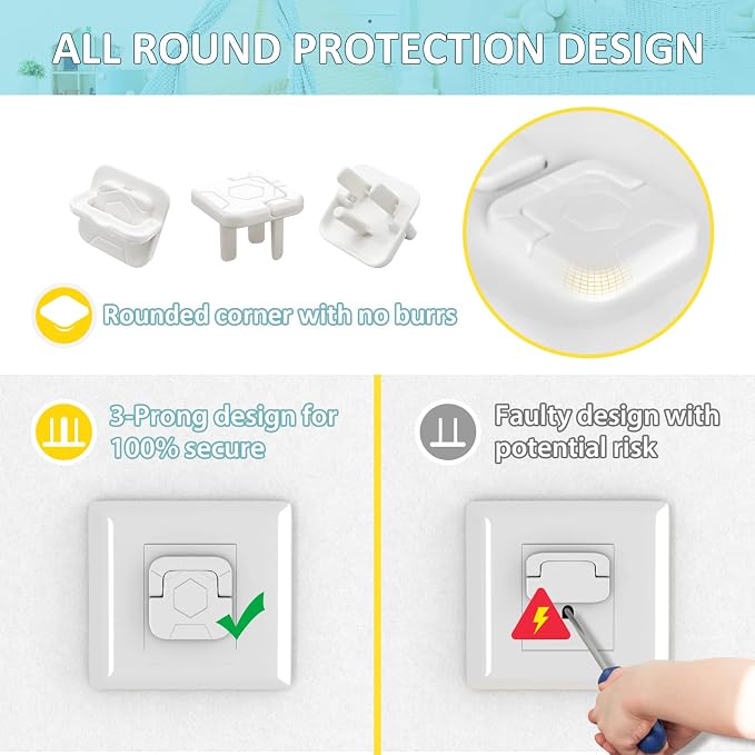4our Kiddies Baby-Proof Outlet Covers - Child Safety Electric Plug Protectors to Prevent Power Shock (32 Pack)