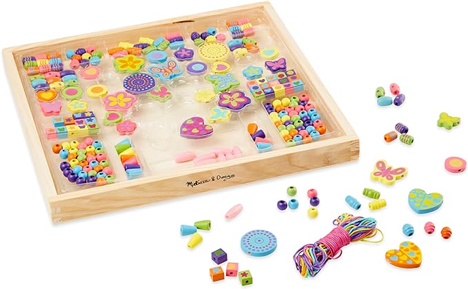 Melissa & Doug Created by Me! Bead Bouquet, Deluxe Wooden Jewelry Making Kit, 220+ Bright Colored Beads & Cords, DIY Necklace & Bracelet Making Kit, Arts & Crafts Toddler Toys for Kids Ages 4+
