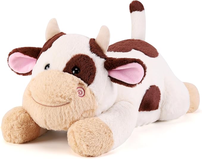 gnomantic Cow Weighted Stuffed Animals - 28 Inch 5 Pounds Weighted Plushies Cow Stuffed Animals - Big Plush Pillow - Cute Plush Toys Gifts for Kids & Adults (28" 5.0 lbs Brown)