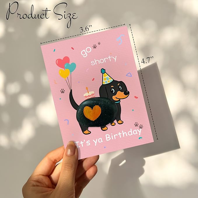 Handmade Dachshund Birthday Greeting – Funny Weiner Pebble Art Gift – Pet Lover Humor, Cute Party Design, Unique Birthday Surprise for Animal Enthusiasts