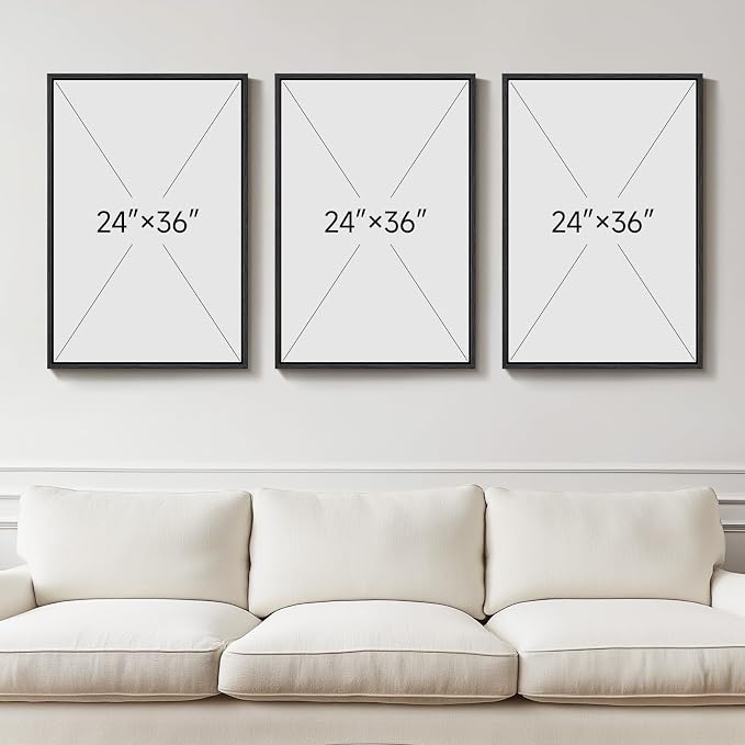 Large 3D Textured Framed Black Abstract Wall Art for Living Room, 3 piece Modern Minimalist Geometric Texture Artwork for Walls, Sandstone Art Pictures for Bedroom Hallway Office Wall Decor 24x36 In