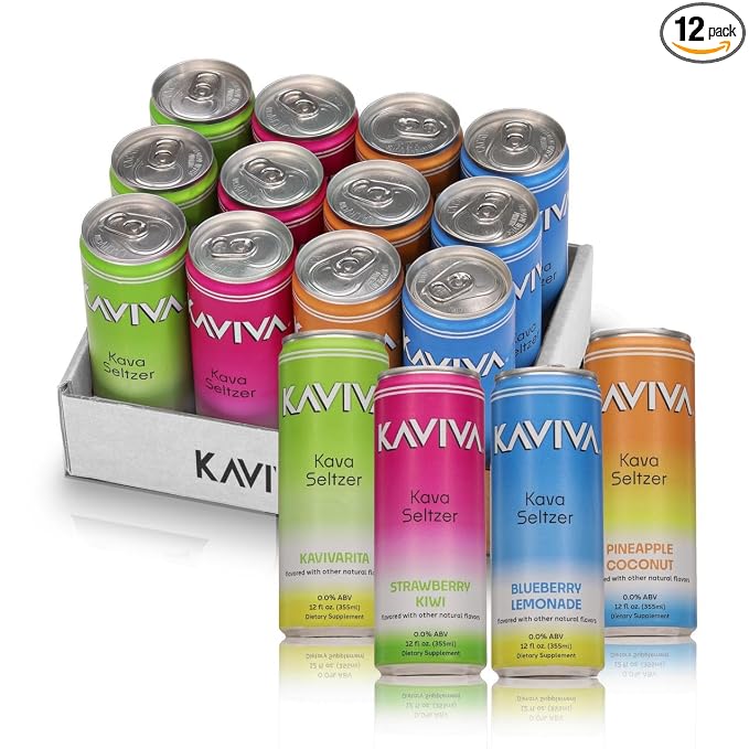 Kaviva | Kava & Seltzer | Relaxation Drink | 50 calories | All Natural | Non-ALC Functional Beverage | Refreshing Alternative | Clean Ingredients