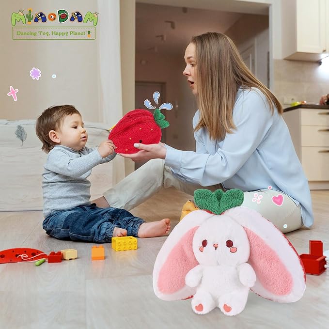MIAODAM Strawberry Bunny Plush Toy-Soft Huggable Stuffed Animal for Babies, Kids & Collectors, Birthday Present & Nursery Decor 7inch