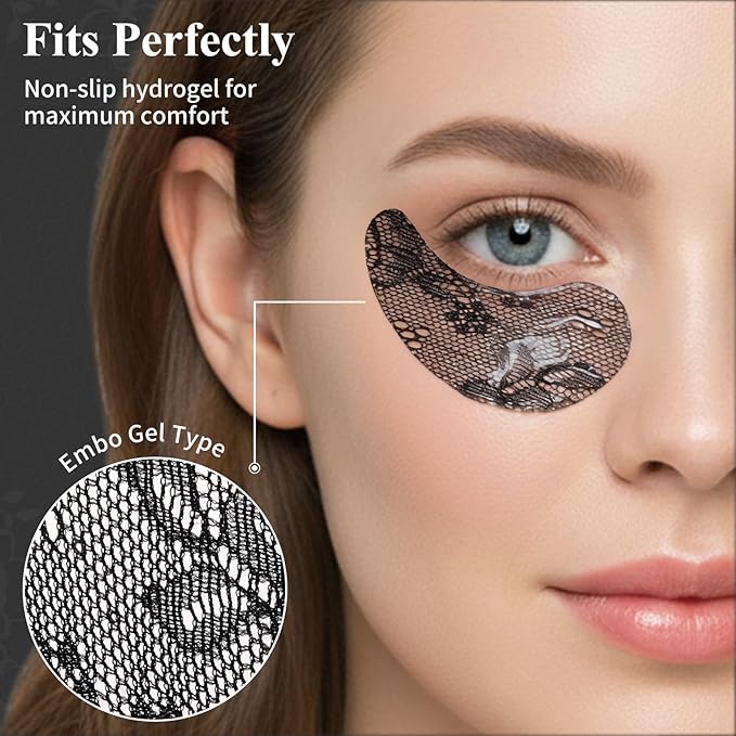SPRINGSKY Under Eye Patches,Lace Eye Mask for Puffy Eyes and Dark Circles,Collagen Skin Care Products,Hydrating,Smoothing,Anti-Aging Eye Patch for Under Eye Bags（24 Pairs）