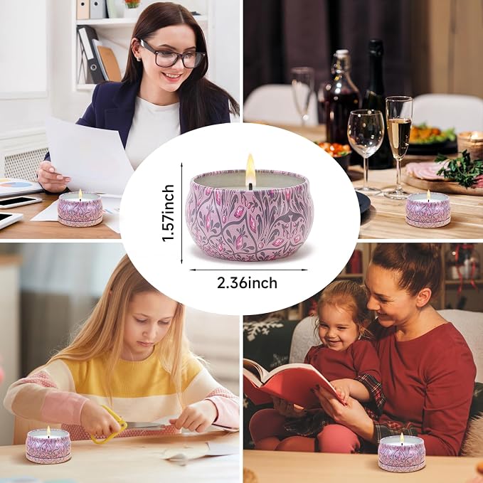 Candles Gifts for Women 3 Pack 2.5 oz Natural Floral Lavender Cherry and Rose Candles Set, Aromatherapy Candles for Home Scented, Portable Small Jar Candles Set for Travel, Spa, Bath, Yoga