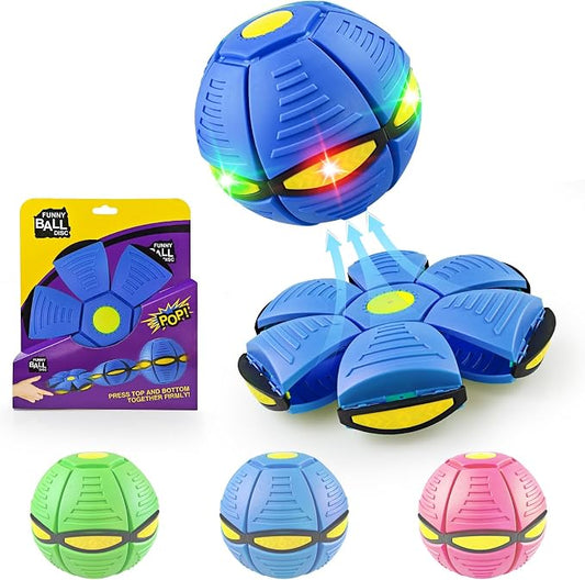 Magic Bouncing Ball 6-Light Dual Form – Pop up, Meta Ball Metaball Transforming Design – Flying Saucer Bouncy – Interactive Bouncing Balls for Parent-Child Interaction – Gift Pack – Blue