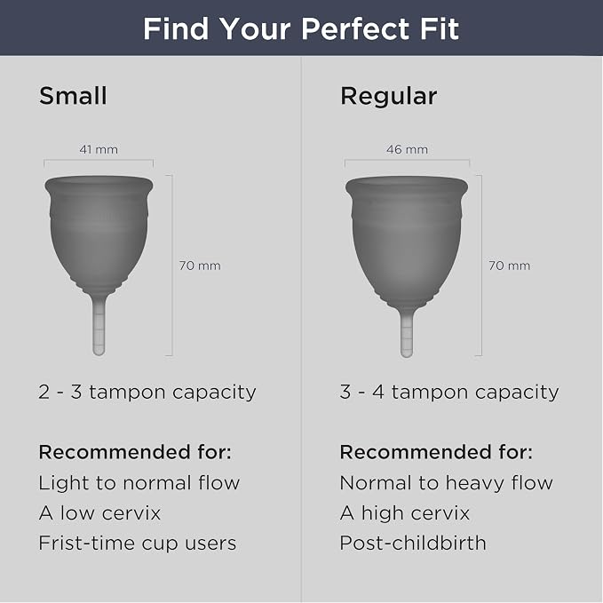 Saalt Soft Menstrual Cup – Reusable Period Cup – Made for Comfortable, Leak-Free Protection Up to 12 Hours – BPA & Latex Free – Includes Cup & Carry Bag (Small, Grey)