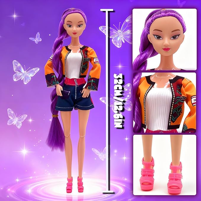 Kpop Demon Hunters Toys Action Dolls Set, 11.5-inch Poseable Dolls with Movable Joints, 3-Pack Collectible Model Toys for Fans and Kids Game Gift