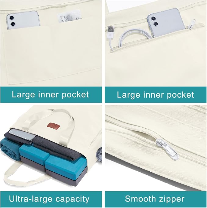 Heathyoga Multi-Functional Yoga Mat Carrier Gym Tote Bag - Large Mat Pocket, Women's Workout Bag
