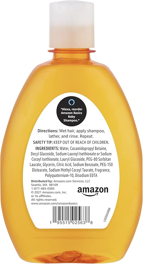 Amazon Basics Tear-Free Baby Shampoo, 13.6 Fluid Ounce, 4-Pack, Packaging May Vary