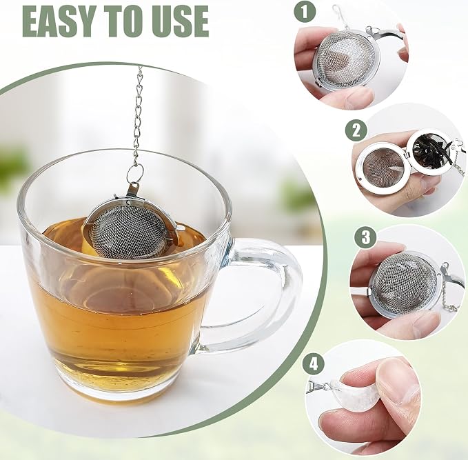2Pcs Stainless Steel Mesh Tea Infuser, 2.1 inch Tea Ball with Crystal Moon Pendant,Tea Strainer Tea Diffuser Tea Steeper for Filtering Tea,Tea Infusers for Loose Tea (Crystal Moon, 2PC)