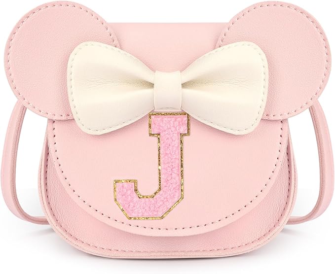 mibasies Toddler Purse Girl Gifts: Girls Birthday Gifts for 3-8 - Toys for Ages 2-4 Girls Mouse Ears Purse, Pink, Letter J