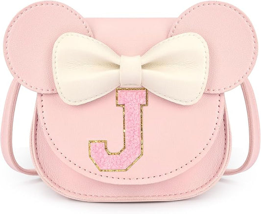mibasies Toddler Purse Girl Gifts: Girls Birthday Gifts for 3-8 - Toys for Ages 2-4 Girls Mouse Ears Purse, Pink, Letter J
