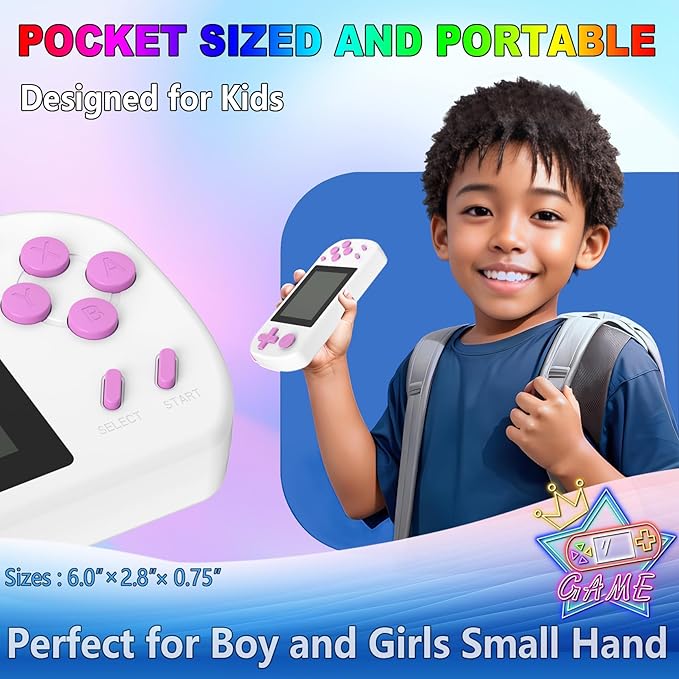Handheld Games for Kids Built-in 218 Video Games, Portable Kids Travel Toys for Ages 4-13 with Rechargeable Battery 3.0" HD Screen, Mini Gaming Player Birthday Gifts for Boys Girls (White)