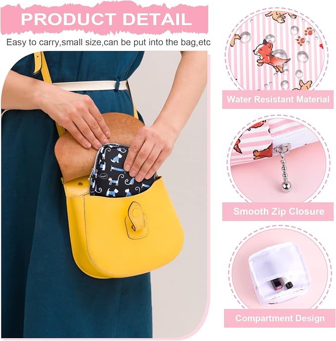 Sanitary Pad Storage Bag Portable Period Bag for Teen Pads/Sanitary Napkins/Small Tampons, Sanitary Napkin Storage Bag First Period Gifts for Teen Girls (Colored Puppy)