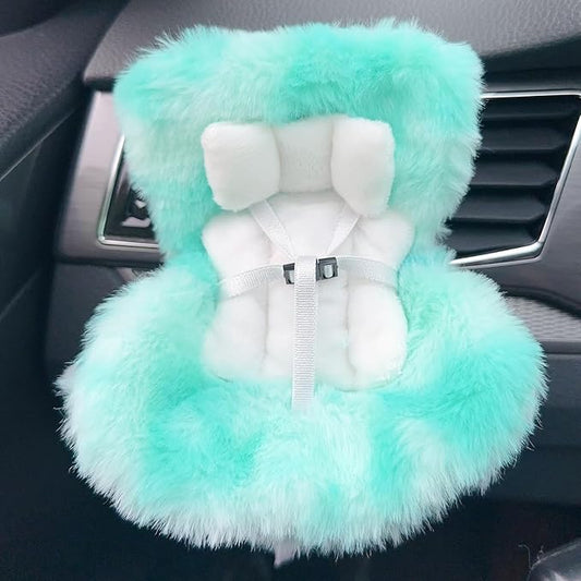 Doll Car Seat for 17cm Dolls with Air Vent Clip and Desktop Stand, Cute and Functional Car Ornament for Blind Box Doll Fans, Collectors (Mint Green Ombre)