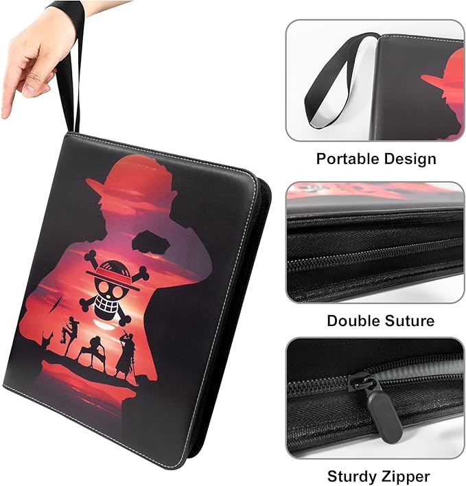 Trading Card Binder for One Piece Cards,9 Pocket with 60 Sleeves up to 1080 Cards One Piece TCG Card Binder,Waterproof Card Storage Book with Sleeves,One Piece for Card Display Case