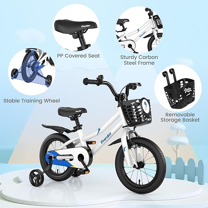 BABY JOY Kids Bike, 12 14 16 18 20 Inch Children Bikes for Boys Girls Teens 3-8 8+ Years w/Training Wheels or Kickstand, Handbrake, Coaster Brake & Removable Basket, Kids Bicycle of Multiple Colors