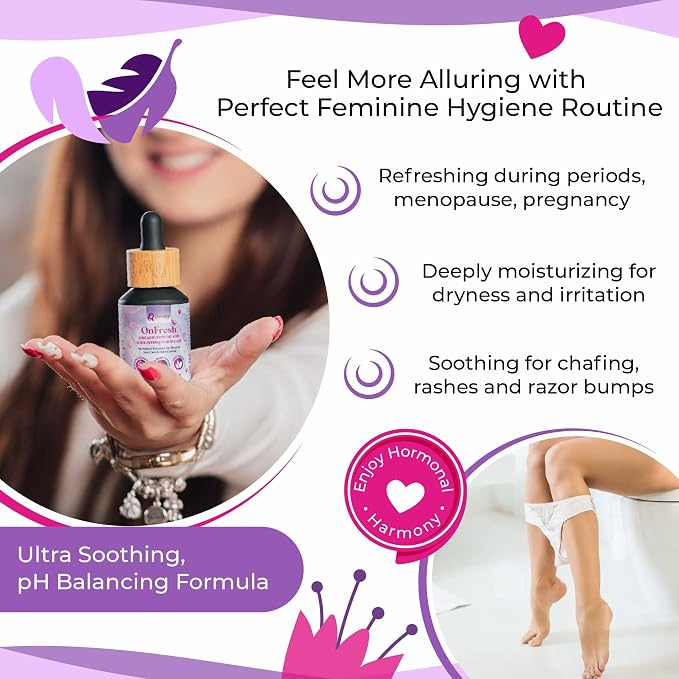 Natural Feminine Yoni Oil for Women PH Balance & Wetness; Herbal Vaginal Moisturizer for Dryness & Sensitive Skin; Soothing Intimate Vulva Essential Oils; Vaginal Oil Drops Against Odor (1 fl oz)