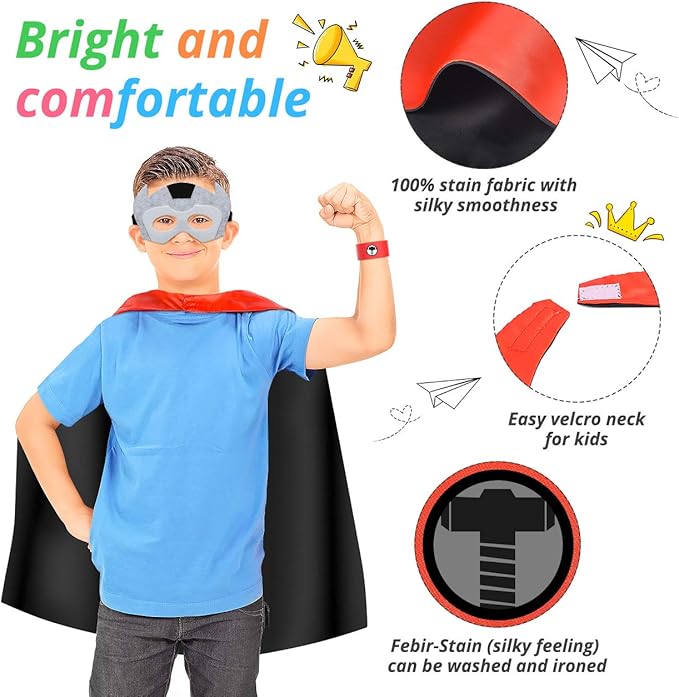 Roko Toys for 3-10 Year Old Boys, Superhero Capes for Kids Dress up Costumes Party Supplies Present Chistmas Gifts Stocking
