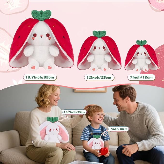 MIAODAM Strawberry Bunny Plush Toy-Soft Huggable Stuffed Animal for Babies, Kids & Collectors, Birthday Present & Nursery Decor 7inch