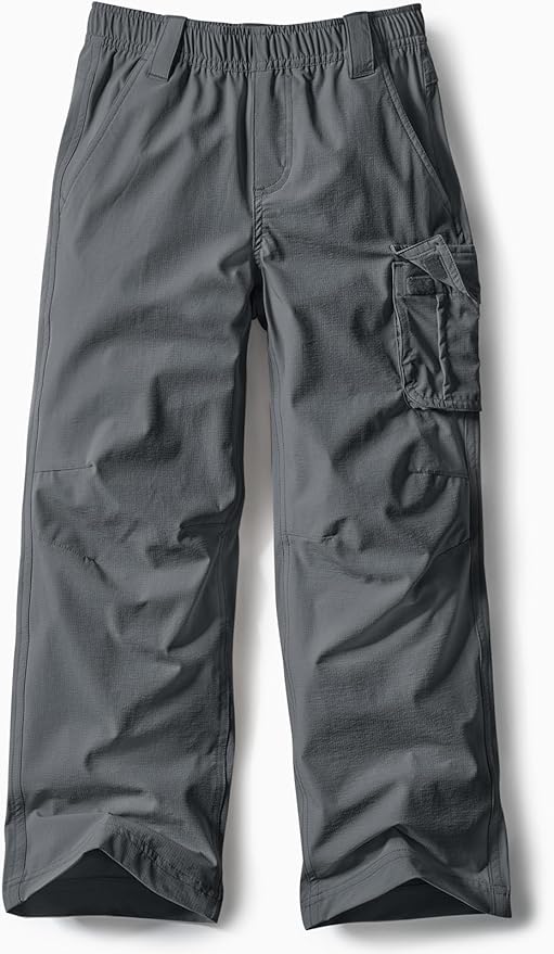 CQR Kids Boy’s Hiking Cargo Pants, Water Resistant UPF 50+ Quick Dry Youth Casual Outdoor Climbing Camping Trousers