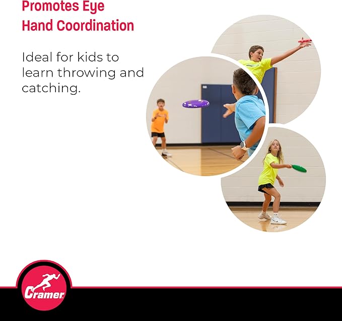 Cosom Flying Discs, Flying Sports Disc for Kids, Outdoor Activities for Kids, Party Games for Children, Easy Catching Disc, Accurate Throwing, 9" Diameter, 109 gram, Set of (6) Colors