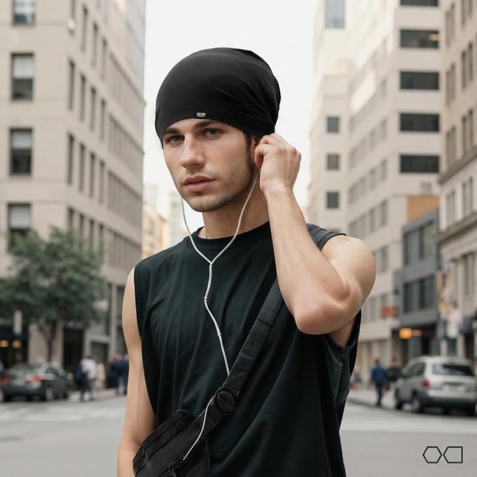 QINGLONGLIN Cooling Skull Cap Sweat Wicking Breathable for Men Women 3 Pack | Lightweight Quick Dry Beanie & Helmet Liner, Stretch Non-Slip Fit Under Hard Hat, Construction Gym Cycling Running Workout