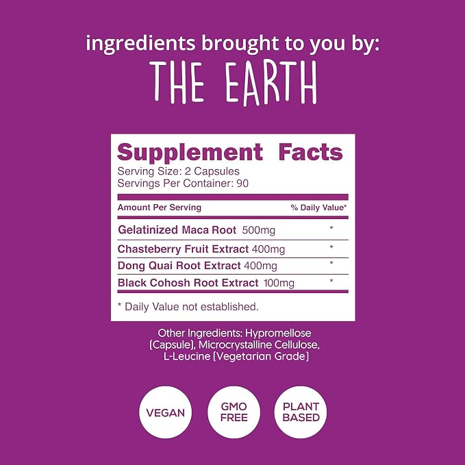 Happy Healthy Hippie Hormone Balance for Women + PMS Support, 180 Ct | PMS & PMDD Support - Mood, Cycle Regularity - Chasteberry, Maca, Dong Quai, Black Cohosh - Vegan, Non-GMO, 90 Servings