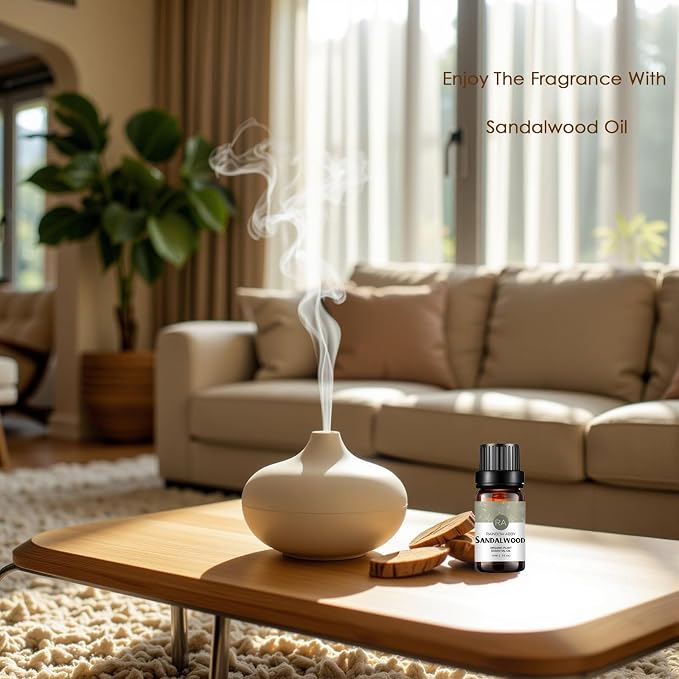 Sandalwood Essential Oil, 100% Pure Natural Aroma Sandalwood Oil for Diffuser (10ML)