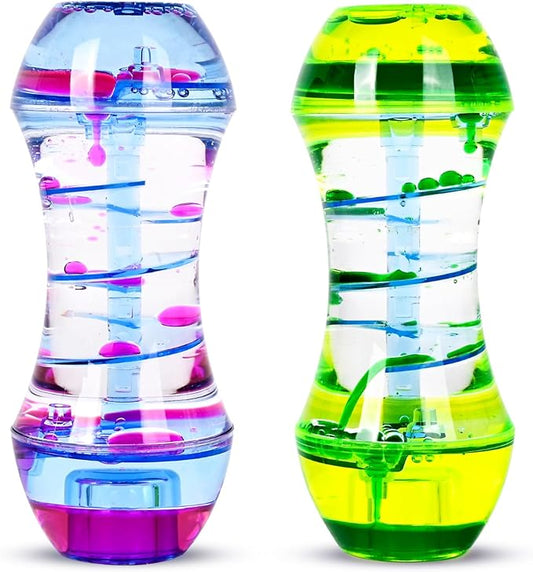 FKYTION Liquid Motion Bubbler 2-Pack, Colorful Sensory Toys, Classroom Learning & Time Management Supplies Home or School Desktop Toys (Style 3-2 Pieces)