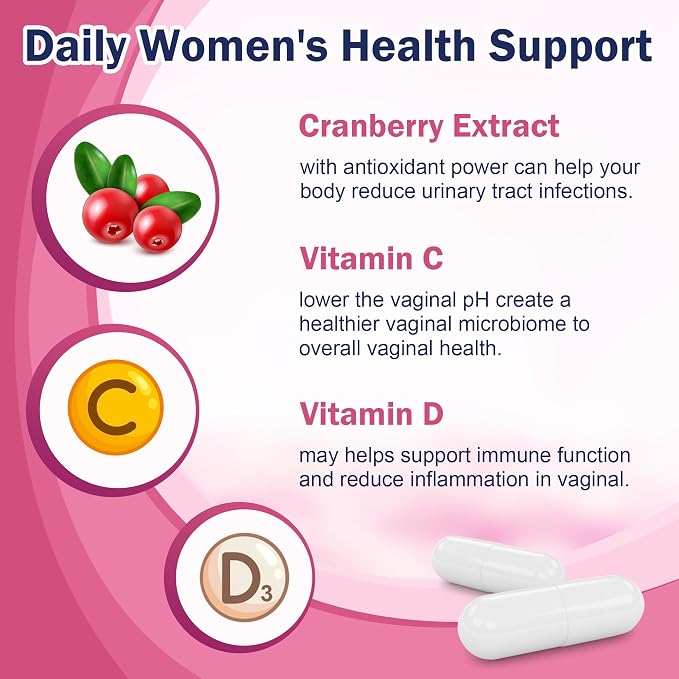 Vaginal Probiotics for Women, 100 Billion CFUs Probiotics & Prebiotics with Digestive Enzymes, Cranberry & D-Mannose - Womens Probiotic Supports pH Balance, Odor & Urinary Tract Health - 90 Capsules