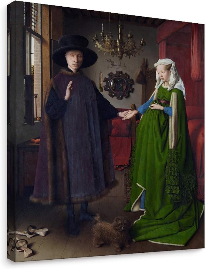 Niwo ART - The Arnolfini Portrait, World's Most Famous Paintings Series, Canvas Wall Art Home Decor, Gallery Wrapped, Stretched, Framed Ready to Hang (20"x16"x3/4")