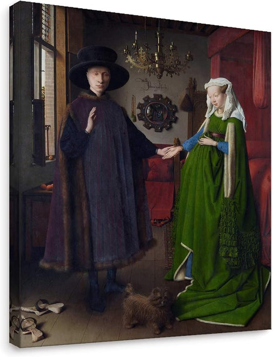 Niwo ART - The Arnolfini Portrait, World's Most Famous Paintings Series, Canvas Wall Art Home Decor, Gallery Wrapped, Stretched, Framed Ready to Hang (20"x16"x3/4")