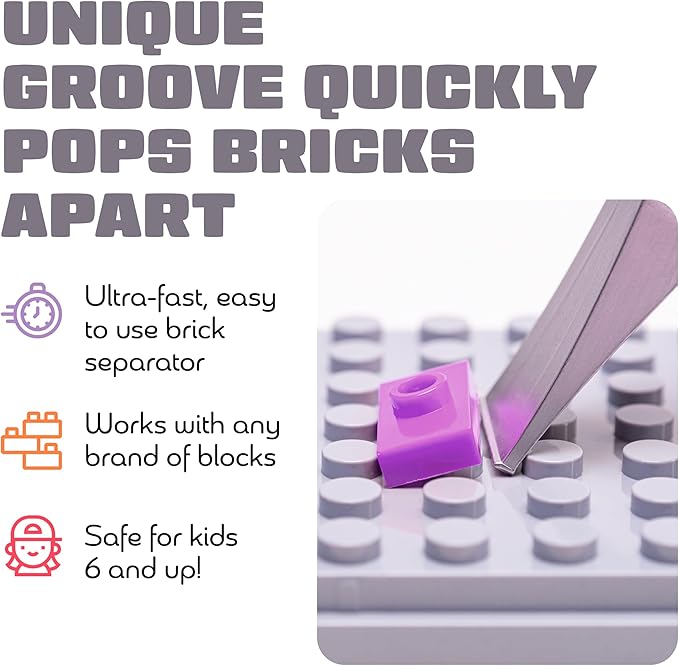 World's Fastest Brick Separator - Efficient Remover for Kids & Adults - Ages 6+ - Essential Tool (Purple)