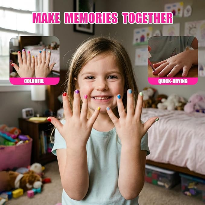 Hello Kitty 8 Pack Non-Toxic Peel-Off Shimmer and Opaque, Water-Based Safe Nail Polish Set with Nail Dryer for Kids, AA Batteries Not Included, Ages 3 and Up by Townley Girl