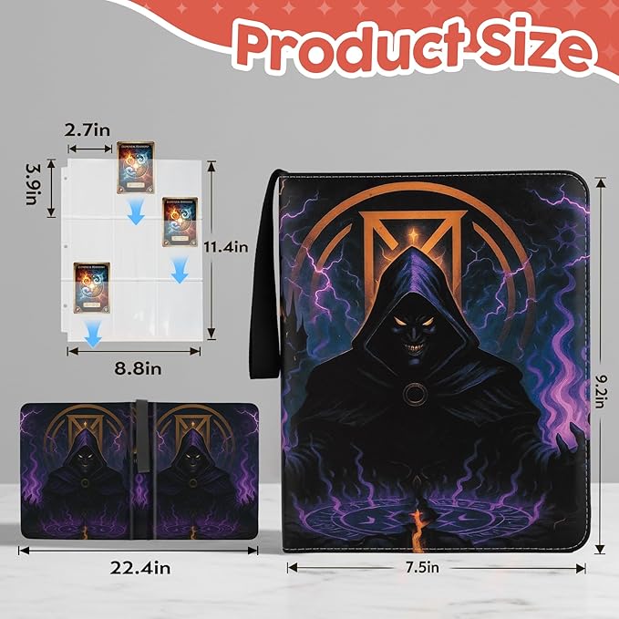 9 Pocket Card Binder for MTG/YGO/PTCG/Game Cards, Holds 720 Cards,Premium Card Collector Book for TCG Players,Toys Gifts for Kids-Purple