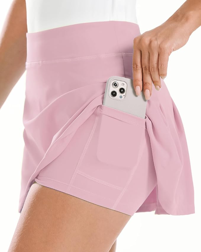 Stelle Women Tennis Skirt High Waisted Athletic Golf Skorts with Pockets | Tummy Control, Built-In Shorts, Deep Pockets, Pleated, Breathable, Lightweight, Tennis, Golf, Pickleball, Running, Workout