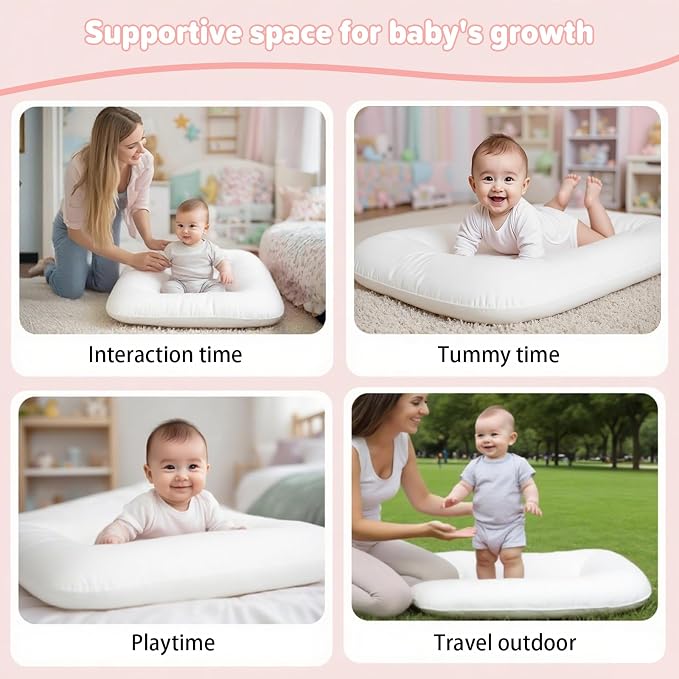 Baby Lounger for Infants Babies 0-24 Months, Bionic Organic Lounger, Soft Cotton Breathable Infant Floor Seats & Loungers for Newborn Baby Shower Gifts (White)