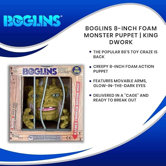Boglins King Dwork 8” Collectible Figure with Super Stretchy Skin & Movable Eyes and Mouth, Popular Retro Toy from The 80's for Kids and Collectors