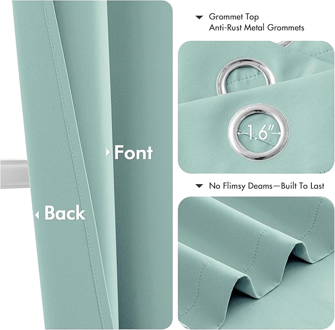 MIULEE Blackout Curtains for Bedroom 2 Panels 40 x 84 Inch Long Aqua | Thermal Insulated, Living Room Darkening Grommet Drapes, Noise Reducing, Light Blocking Window Treatments