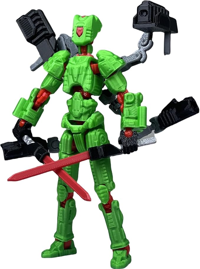 Assembly Completed T13 Action Figure,3D Printed Multi-Jointed Movable, Nova 13 Action Figures Desktop Decorations for Game Lovers Toy (Green)