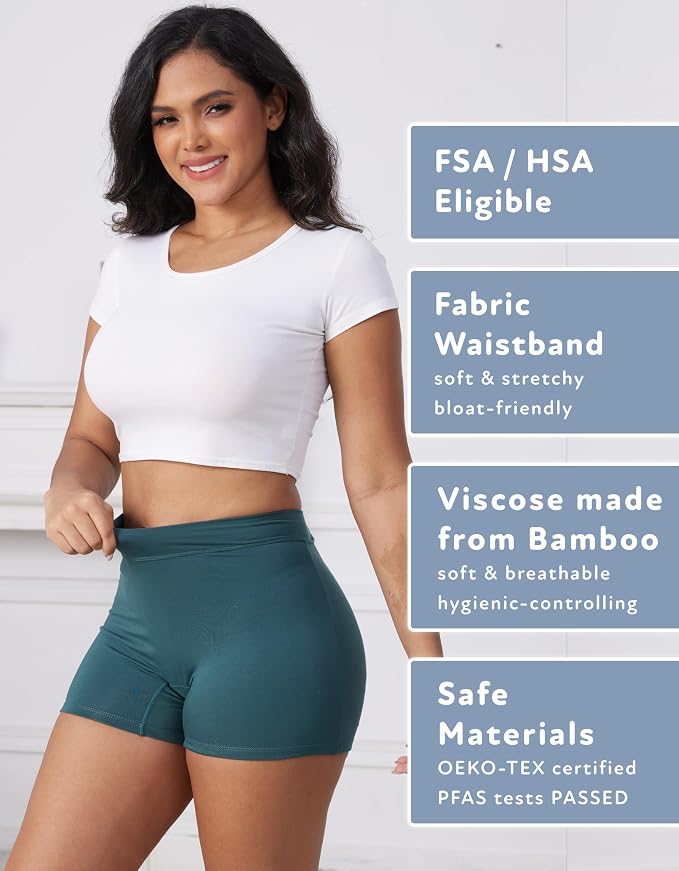 Goat Union Overnight Period Shorts for Women - 2" Absorbent Sleep Period Boyshorts Heavy Flow