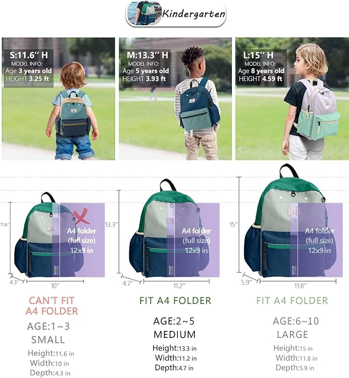 Toddler Backpack for Boys 2-5: Preschool Kindergarten 13" Daycare Backpacks Fit A4 Folder