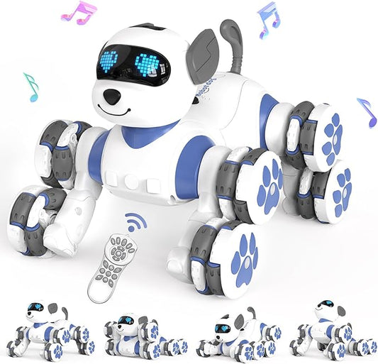 8WD Stunt RC Car Robot Dog Toys, 2.4GHz Remote Control Car Dog Toys with LED Eyes, Smart Interactive Programmable Robot Gift for Kids Age 3 4 5 6 7 8 Year Old