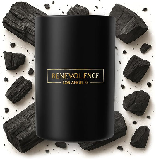 Benevolence LA Premium Charcoal Scented Candle – Long-Lasting, 45-Hour Burn – Luxury Black Wax Soy Candle for Home – Aromatherapy & Room Decor – 10oz