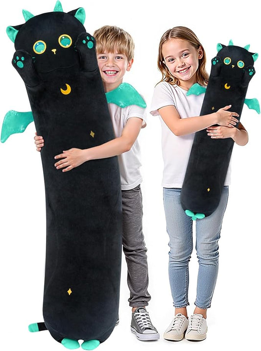 Long Cat Plush, 5 Sizes, 120% Extra Filling Giant Plushness Kids Body Pillow, Kawaii Cute Big Eyes Stuffed Animal Plushie, Big Long Body Pillow Cat Plush Gift for Girls 20'