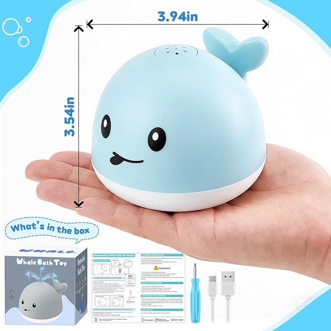 Baby Bath Toys for Kids Ages 1-3, Valentine Gifts for Baby 1 2 3 Year Boy Girl, Whale Bath Toy Sprinkler Light up Bath Toys for Babies 6-12 Months, Toddlers Bathtub Toys Newborn Baby Birthday Gifts