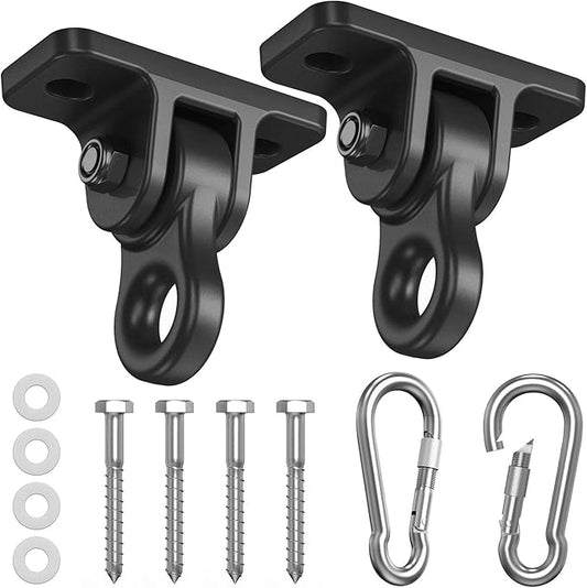 Heavy Duty Swing Hangers Hardware Included-Corrosion Resistant Alloy Steel 5000+ lb Capacity for Wooden Porch Swings,Aerial Yoga Chairs,Playgrounds,Trapeze&More-Indoor Outdoor-Set of 2,Black