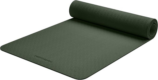 Retrospec Zuma Yoga Mat 6mm Thick Non-Slip TPE Exercise Mat | Cushioned Workout Mat for Yoga Pilates and Home Stretching | 72 x 24 with Carrying Strap